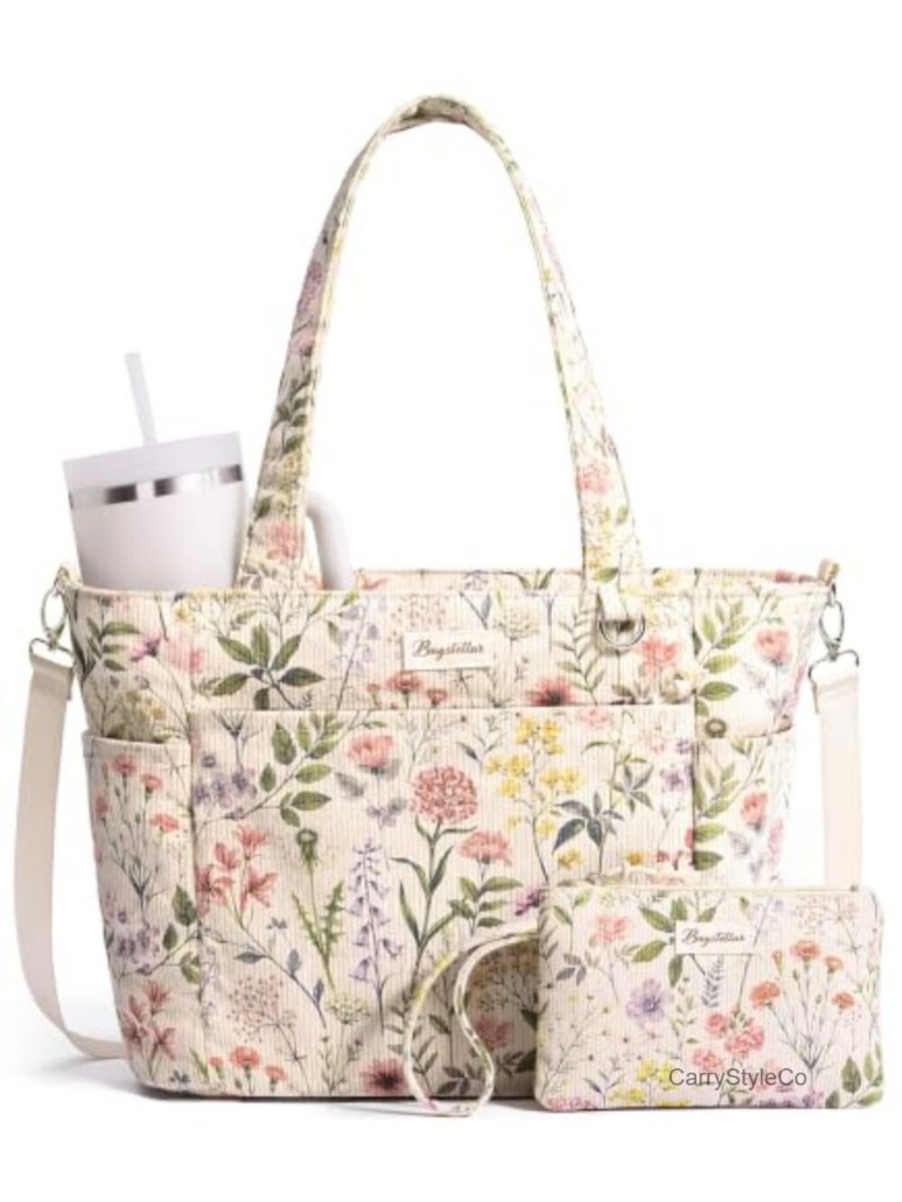Corduroy Tote Bag Women Lightweight Work Laptop Purse 40oz Tumbler